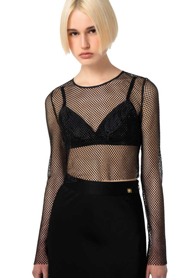 Crop top made of mesh - Elisabetta Franchi® Outlet