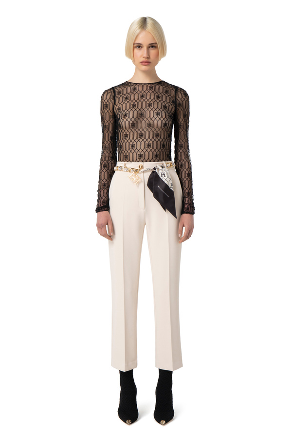 Top in embroidered tulle fabric - Elisabetta Franchi® Outlet