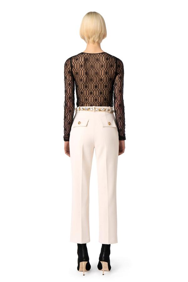 Top in embroidered tulle fabric - Elisabetta Franchi® Outlet