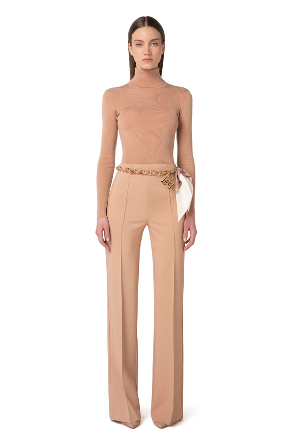 Roll neck top in viscose fabric - Elisabetta Franchi® Outlet