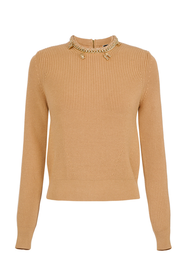 Straight shirt with charms on the neckline - Elisabetta Franchi® Outlet
