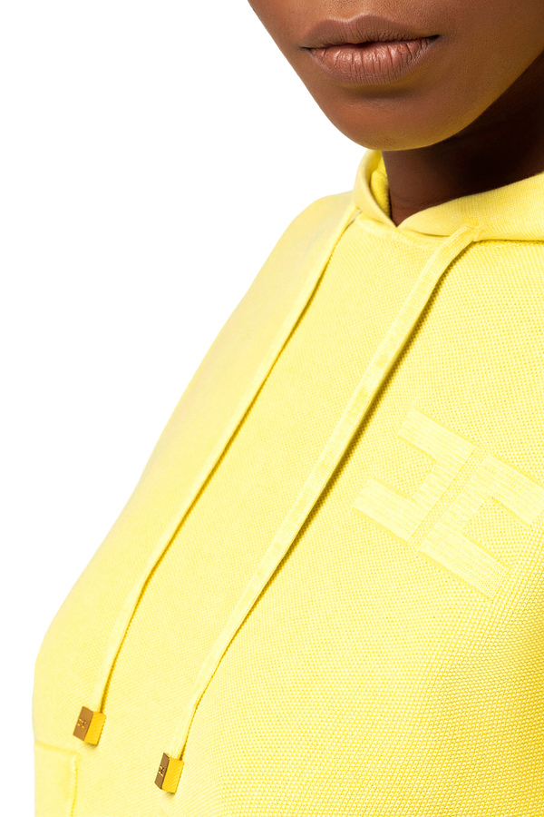 Cotton stone wash hooded sweatshirt - Elisabetta Franchi® Outlet