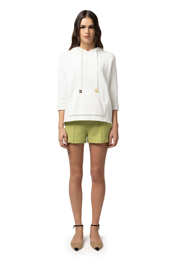 Felpa in cotone bouclé con logo - Elisabetta Franchi® Outlet
