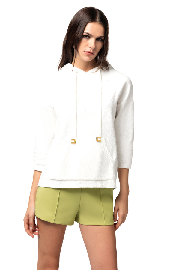Felpa in cotone bouclé con logo - Elisabetta Franchi® Outlet