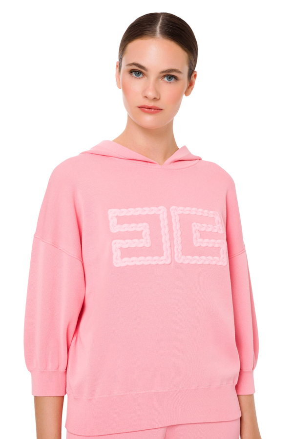 Elisabetta Franchi hooded sweatshirt with embroidery - Elisabetta Franchi® Outlet