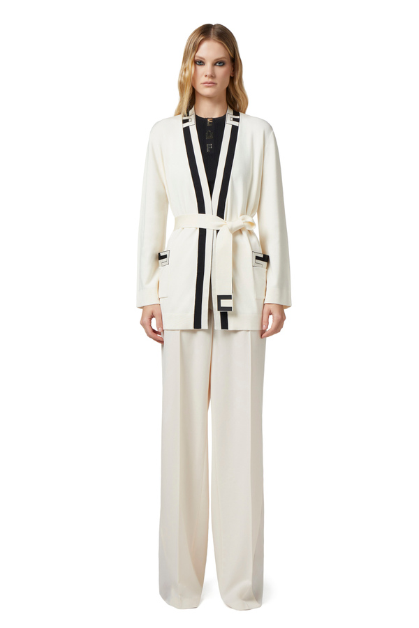 Cardigan kimono in viscosa jacquard - Elisabetta Franchi® Outlet