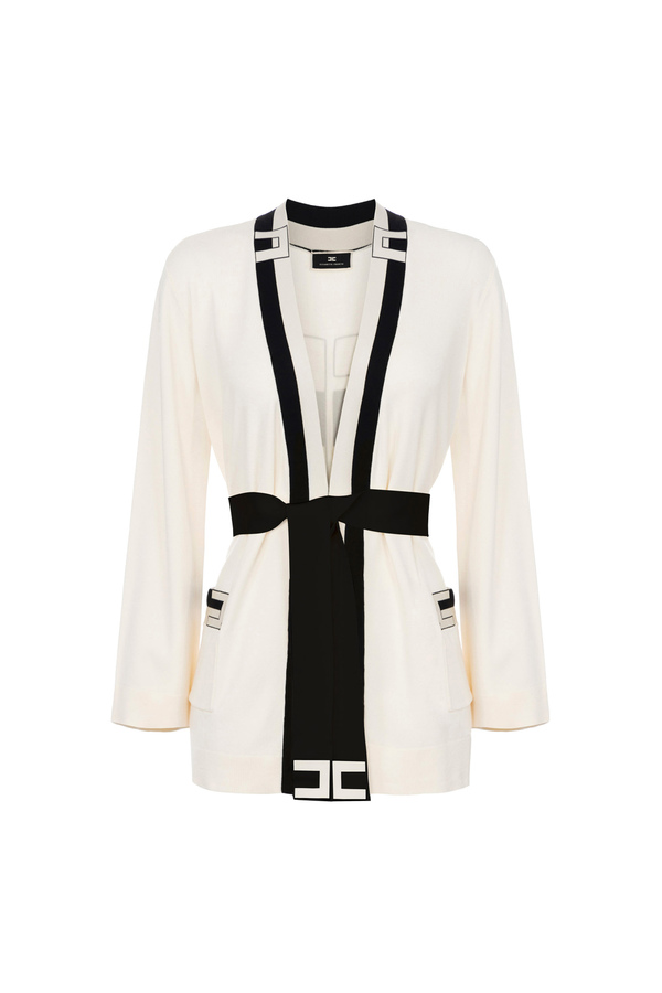 Cardigan kimono in viscosa jacquard - Elisabetta Franchi® Outlet