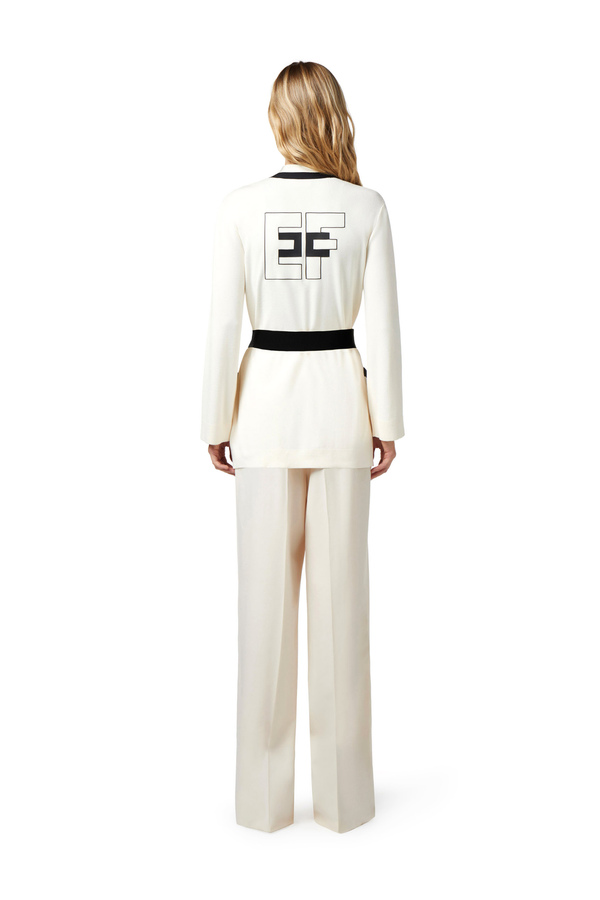 Cardigan kimono in viscosa jacquard - Elisabetta Franchi® Outlet