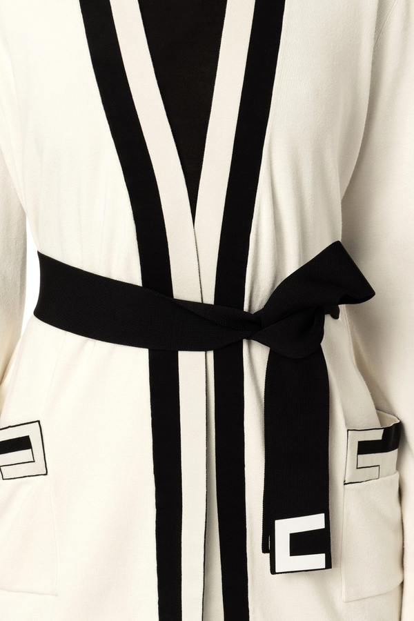 Cardigan kimono in viscosa jacquard - Elisabetta Franchi® Outlet