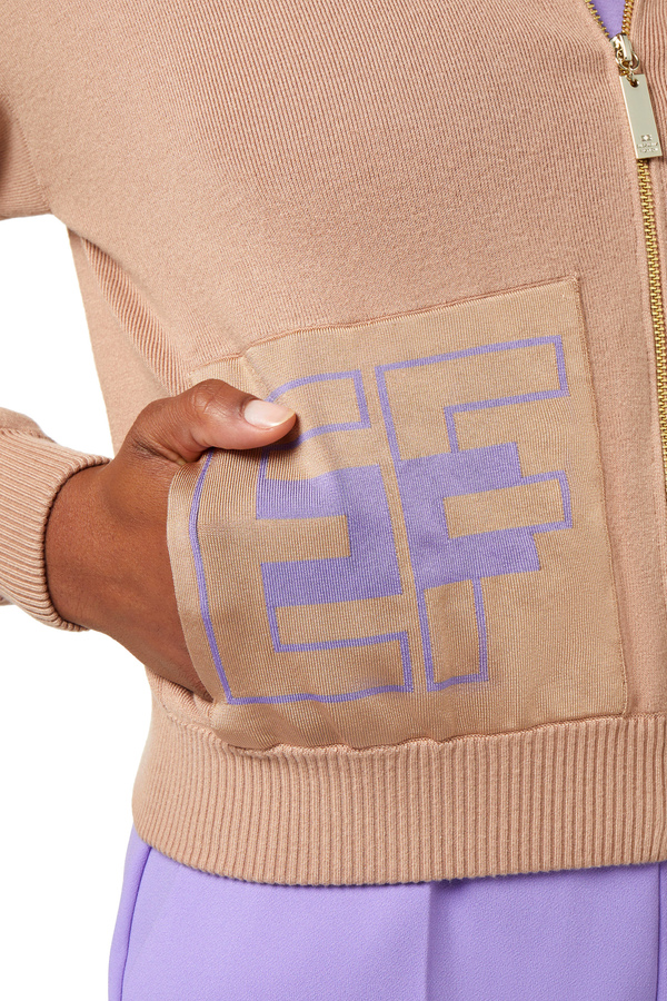 Blouson aviateur en viscose avec bandes logotées - Elisabetta Franchi® Outlet