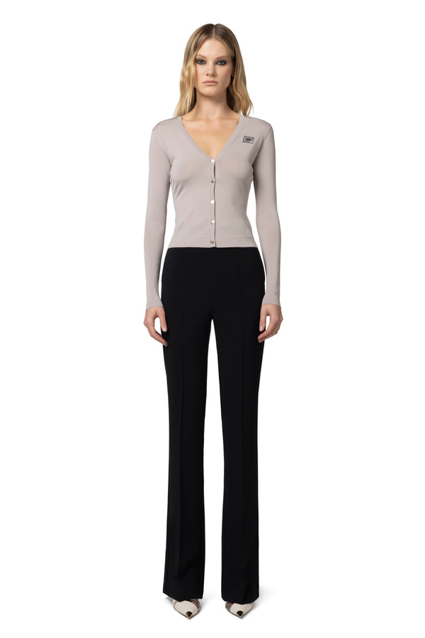 Rayon cardigan with logo - Elisabetta Franchi® Outlet