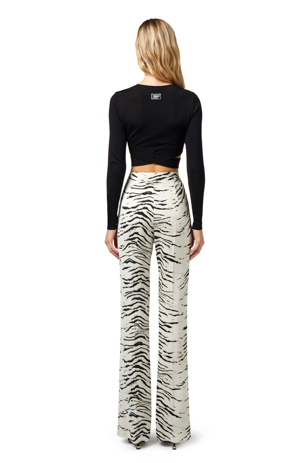 Cropped top in rayon with cut-out - Elisabetta Franchi® Outlet