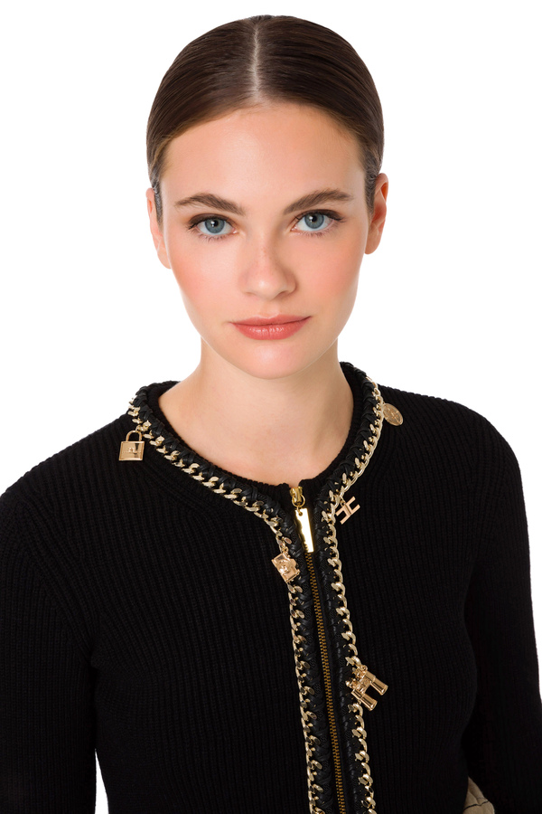 Knitted cardigan with charms - Elisabetta Franchi® Outlet