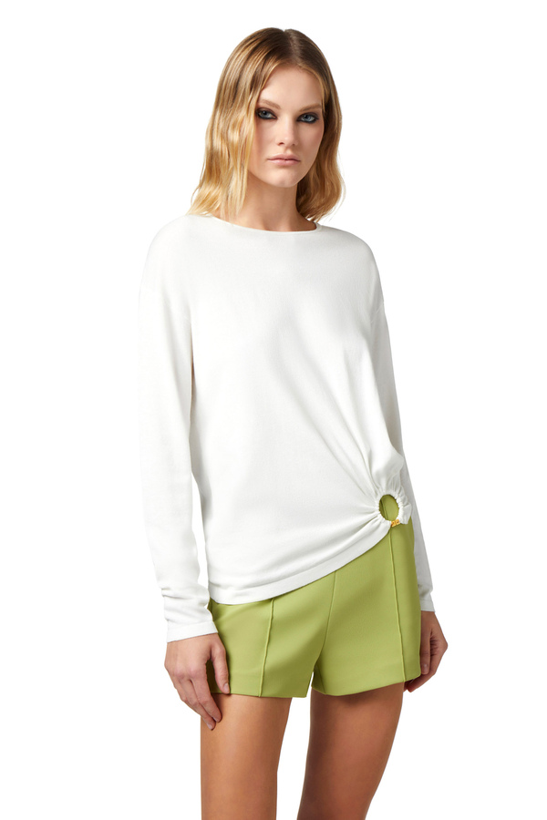 Viscose shirt with ring - Elisabetta Franchi® Outlet