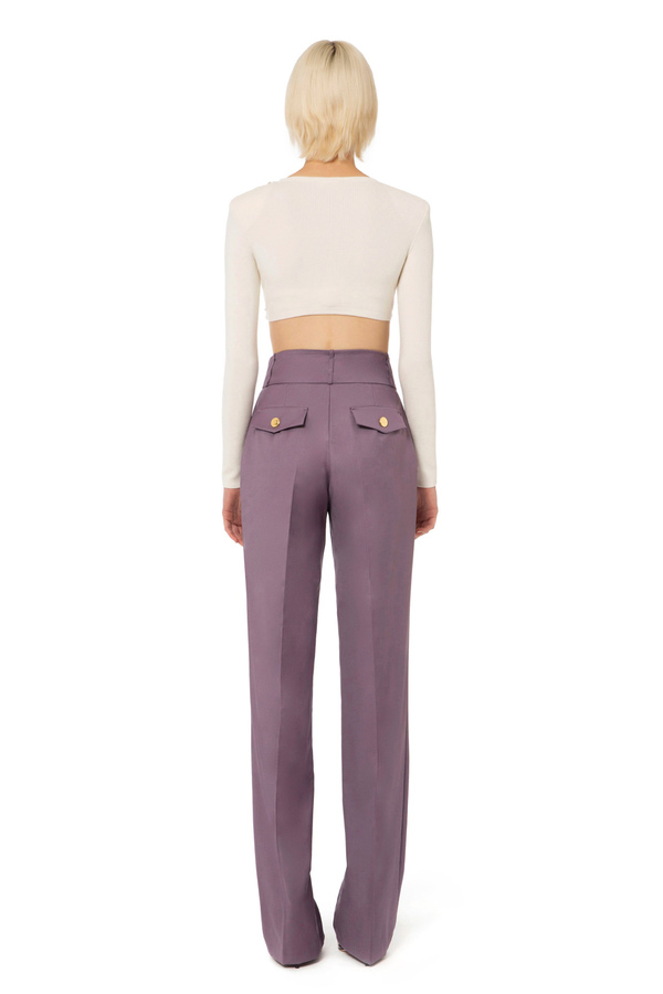 Knit crop top with rhinestones - Elisabetta Franchi® Outlet