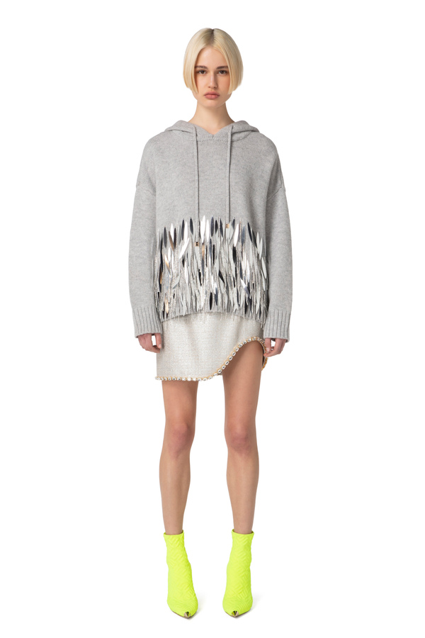 Wool oversized pullover with sequins - Elisabetta Franchi® Outlet