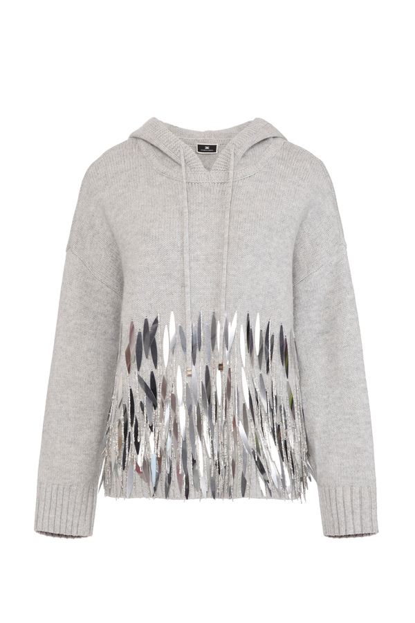 Wool oversized pullover with sequins - Elisabetta Franchi® Outlet
