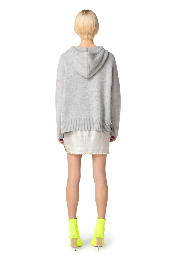Wool oversized pullover with sequins - Elisabetta Franchi® Outlet