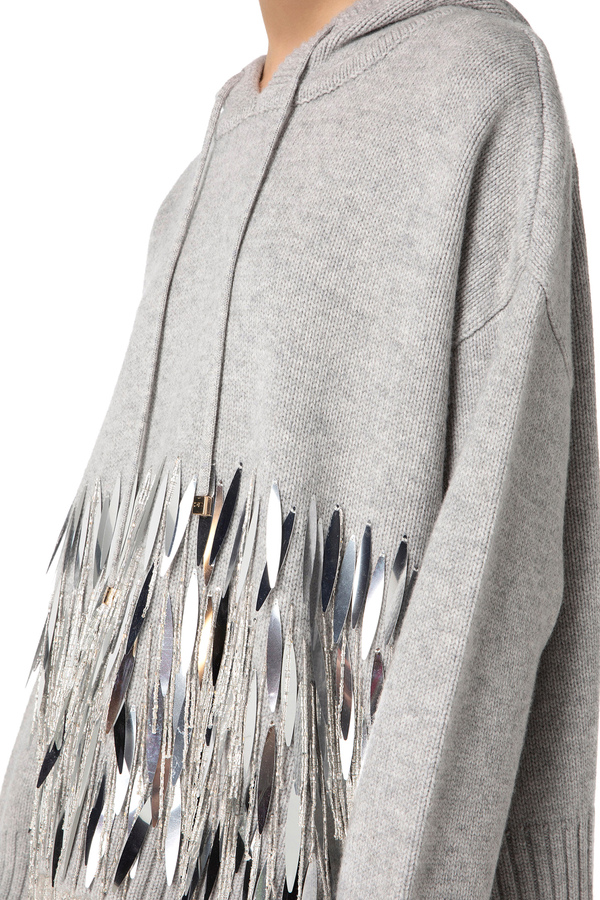 Wool oversized pullover with sequins - Elisabetta Franchi® Outlet