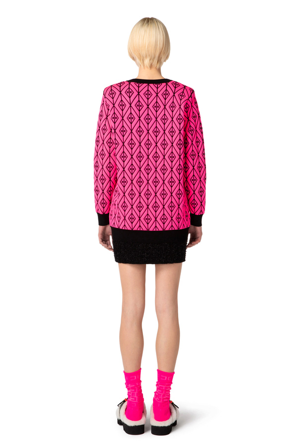Oversize-Pullover aus gaufriertem Strick - Elisabetta Franchi® Outlet