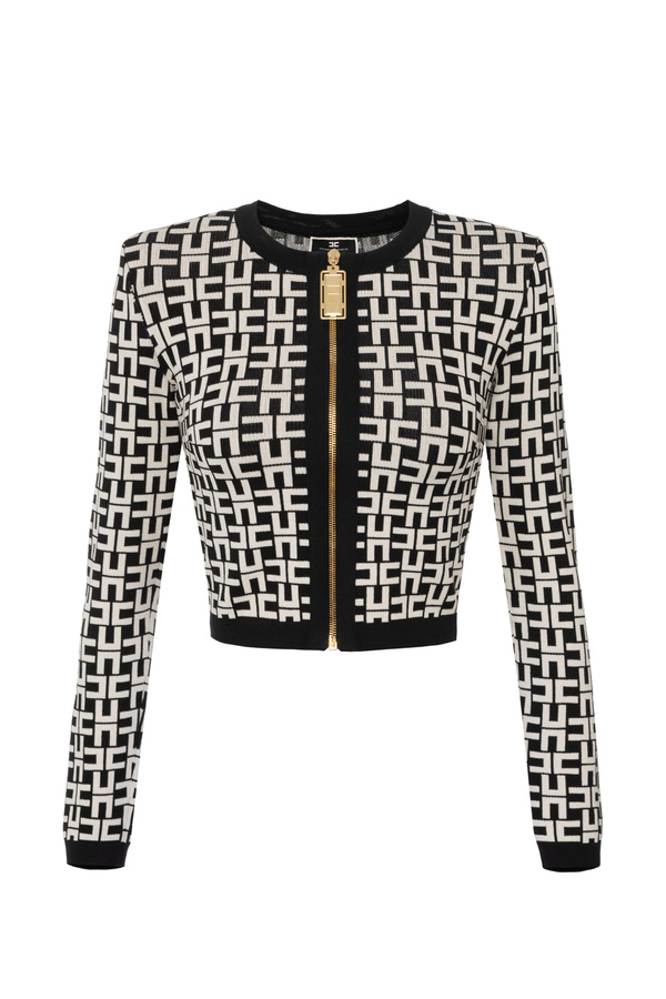Mini cardigan in viscosa jacquard - Elisabetta Franchi® Outlet