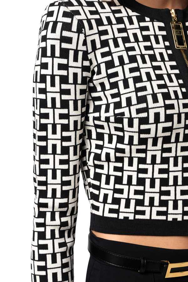 Mini cardigan in viscosa jacquard - Elisabetta Franchi® Outlet