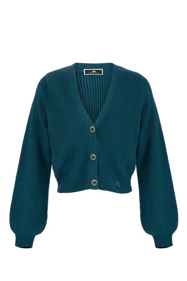 Cardigan in lana con bottoni - Elisabetta Franchi® Outlet