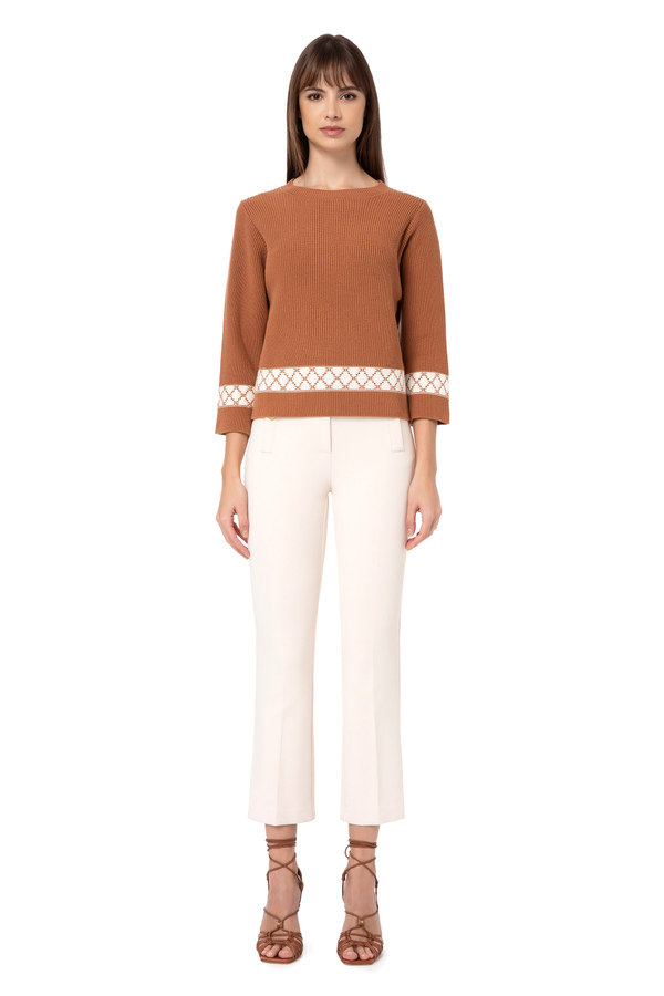 Pullover mit Rundhalsausschnitt und Kastenvolumen - Elisabetta Franchi® Outlet