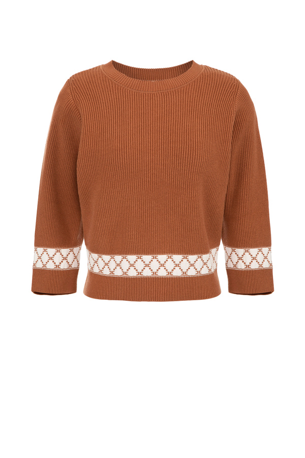 Pullover mit Rundhalsausschnitt und Kastenvolumen - Elisabetta Franchi® Outlet