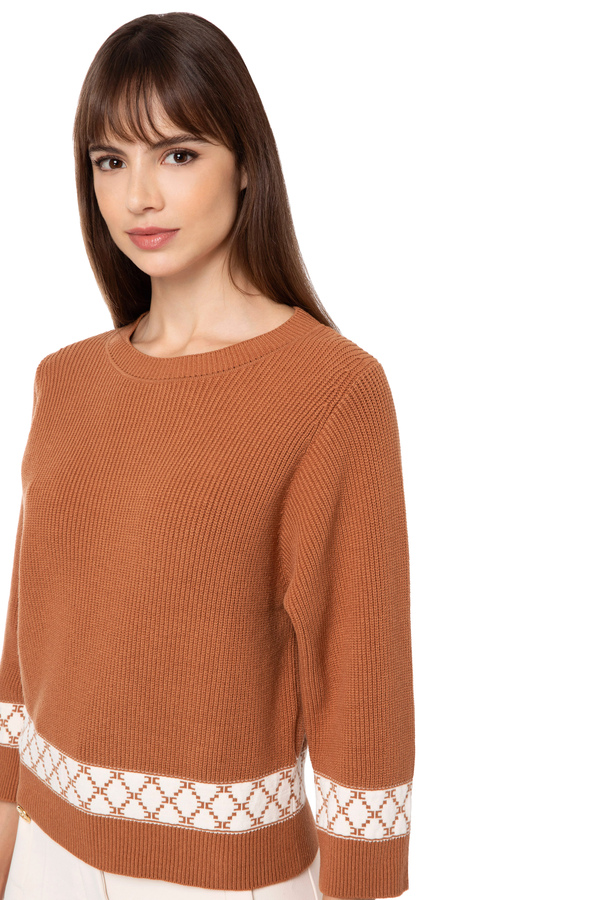 Crew neck boxy top - Elisabetta Franchi® Outlet