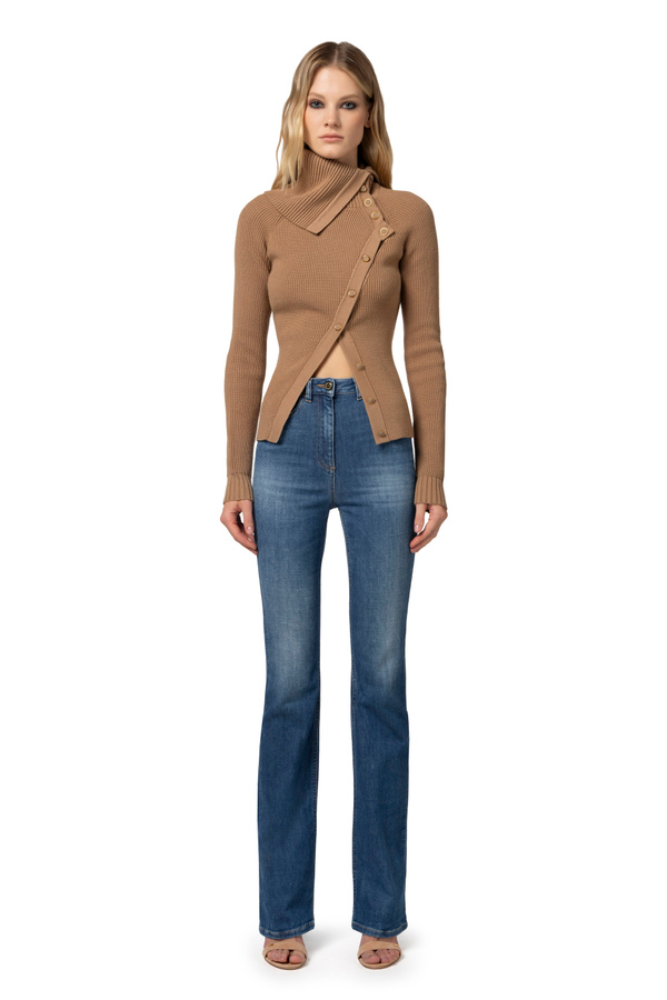 Cardigan in viscosa con abbottonatura asimmetrica - Elisabetta Franchi® Outlet