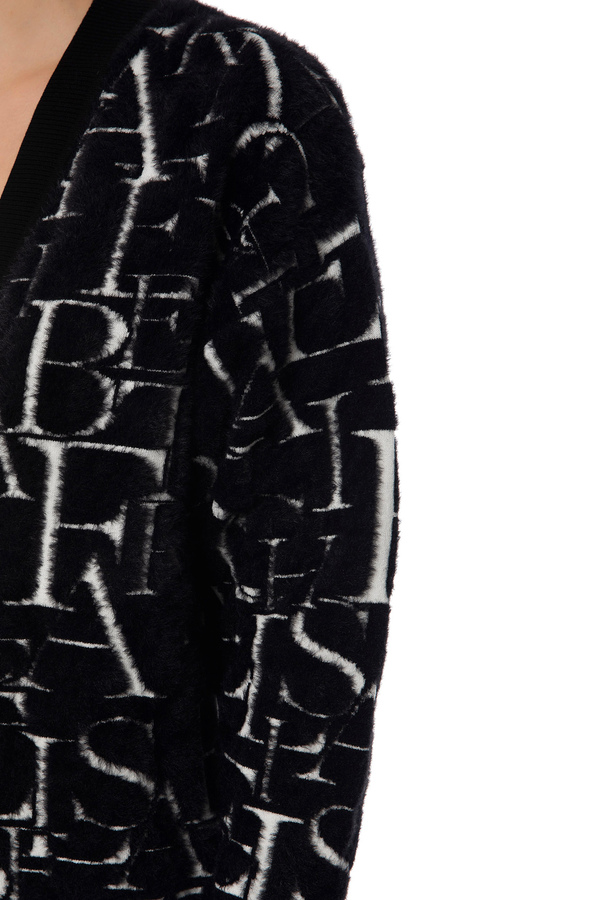 Oversized cardigan in knit fabric with lettering - Elisabetta Franchi® Outlet