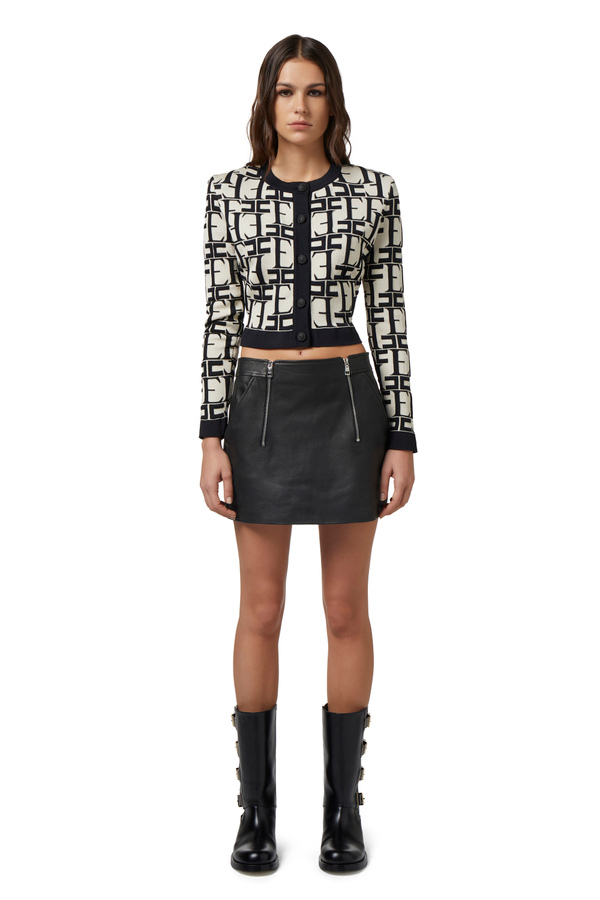 Cropped cardigan in embossed viscose fabric - Elisabetta Franchi® Outlet