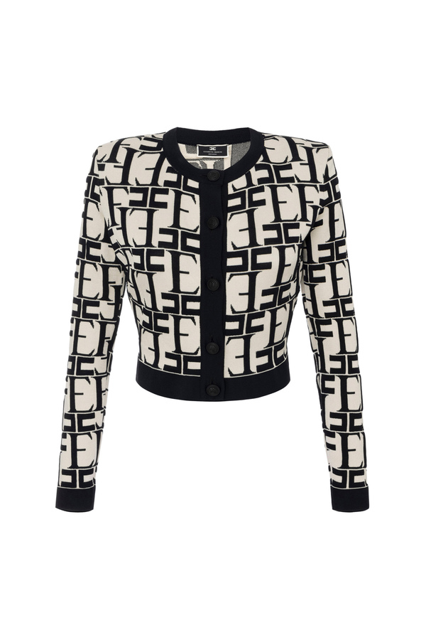 Cropped cardigan in embossed viscose fabric - Elisabetta Franchi® Outlet