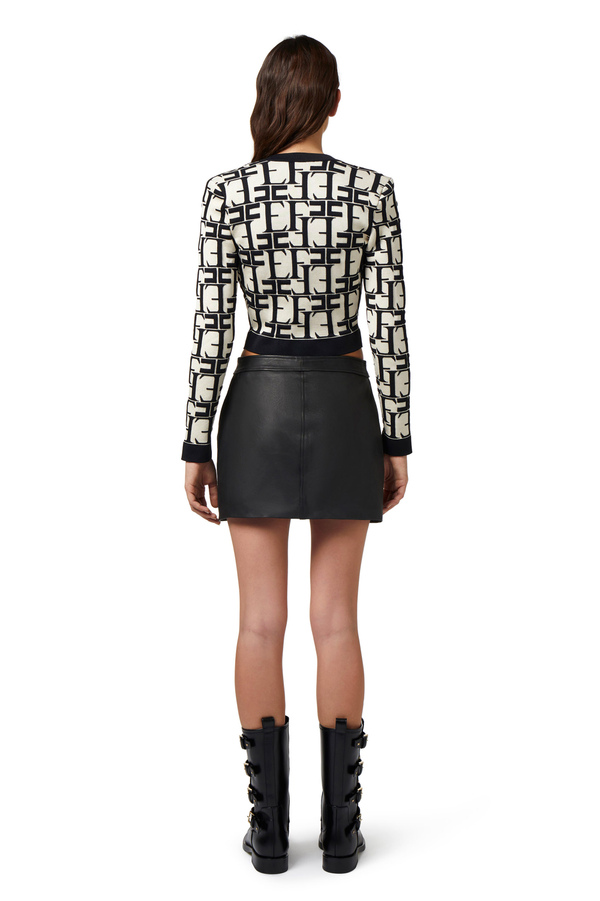 Cropped cardigan in embossed viscose fabric - Elisabetta Franchi® Outlet
