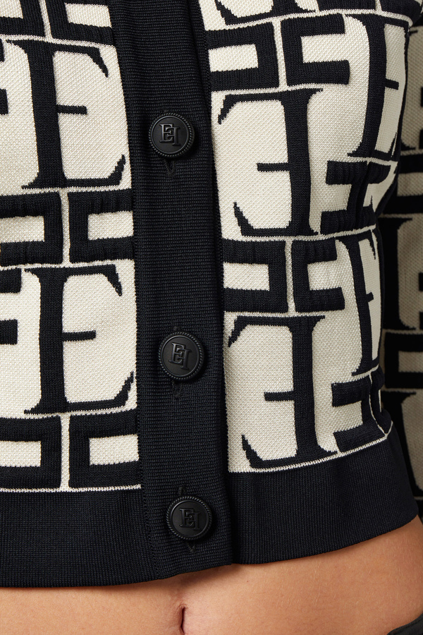 Cropped cardigan in embossed viscose fabric - Elisabetta Franchi® Outlet