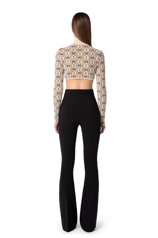 Cropped-Pullover aus Chenille mit geometrischem Muster - Elisabetta Franchi® Outlet
