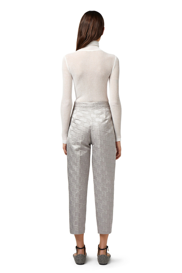 Jersey de cuello alto en crepé de canalé - Elisabetta Franchi® Outlet