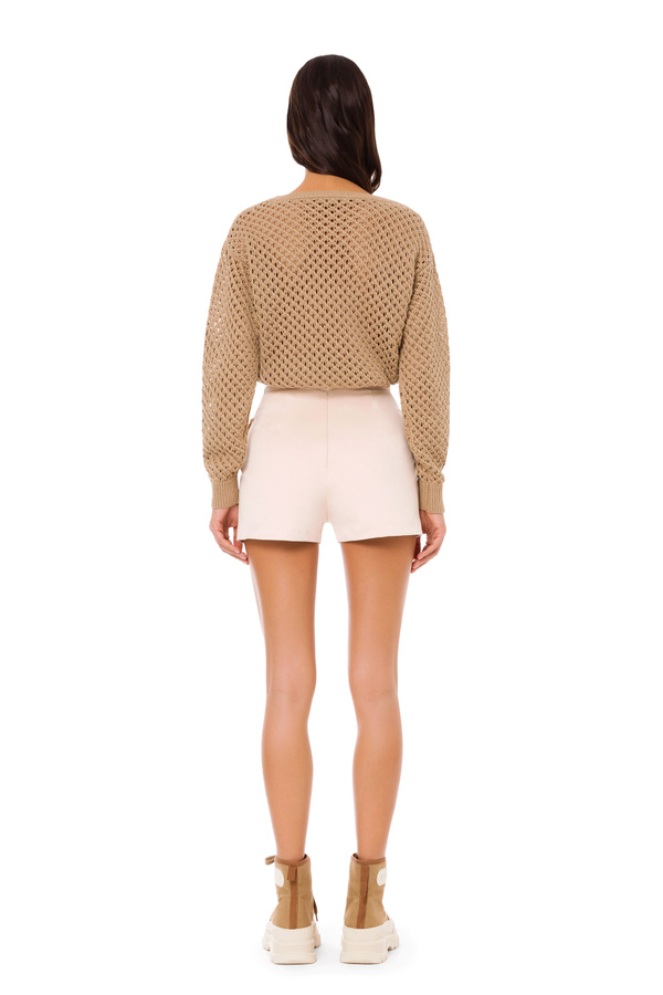 Long-sleeved top with mesh effect - Elisabetta Franchi® Outlet