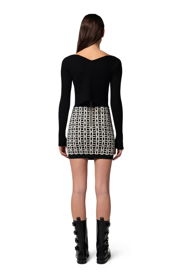Ribbed viscose cardigan with micro clasp - Elisabetta Franchi® Outlet