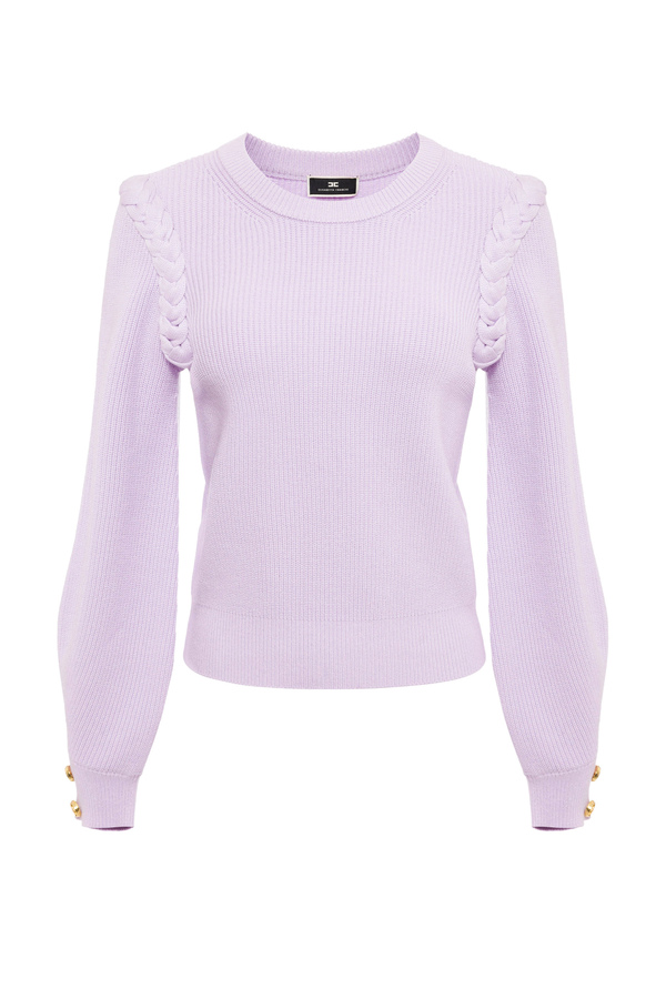 Woven crew neck sweater - Elisabetta Franchi® Outlet