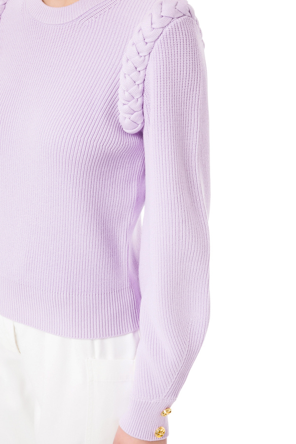 Woven crew neck sweater - Elisabetta Franchi® Outlet