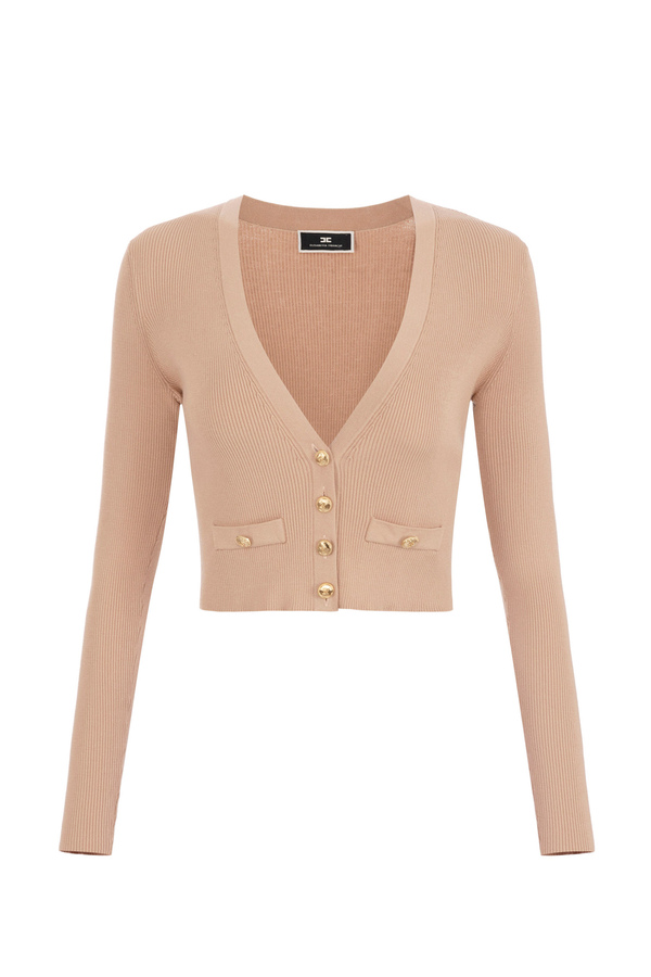 Mini-cardigan en viscose côtelée - Elisabetta Franchi® Outlet