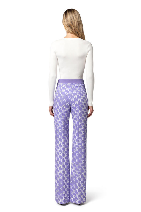 Top with long sleeves in ribbed viscose fabric with necklace - Elisabetta Franchi® Outlet