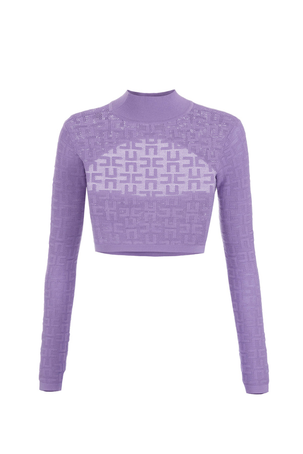 Openwork knit viscose cropped top - Elisabetta Franchi® Outlet