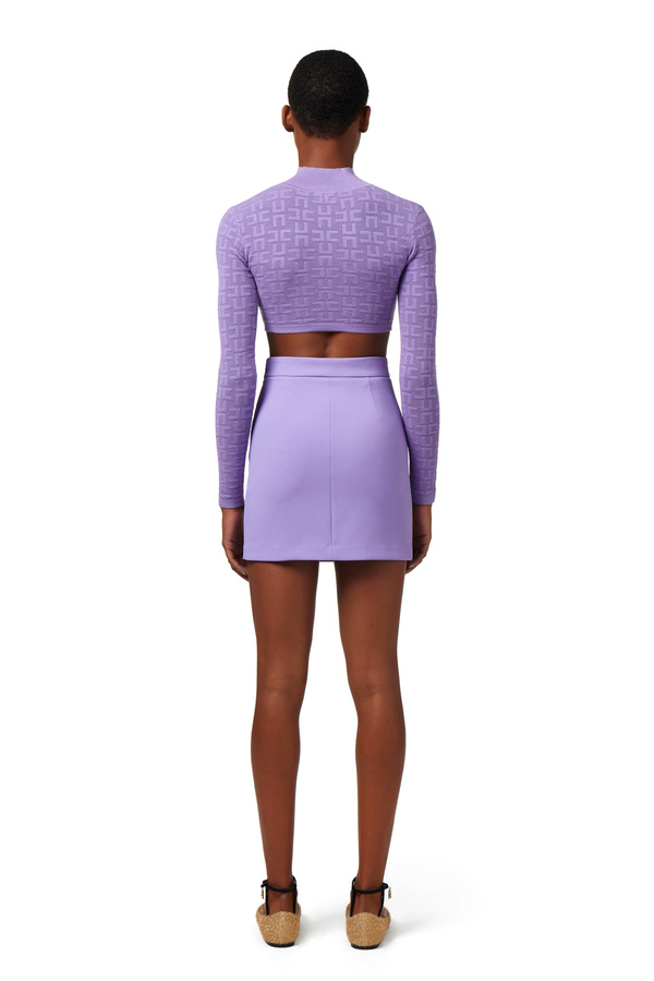 Openwork knit viscose cropped top - Elisabetta Franchi® Outlet