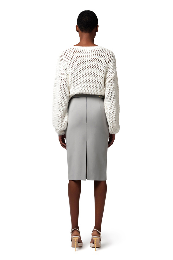Maglia in cotone punto rete con strass - Elisabetta Franchi® Outlet