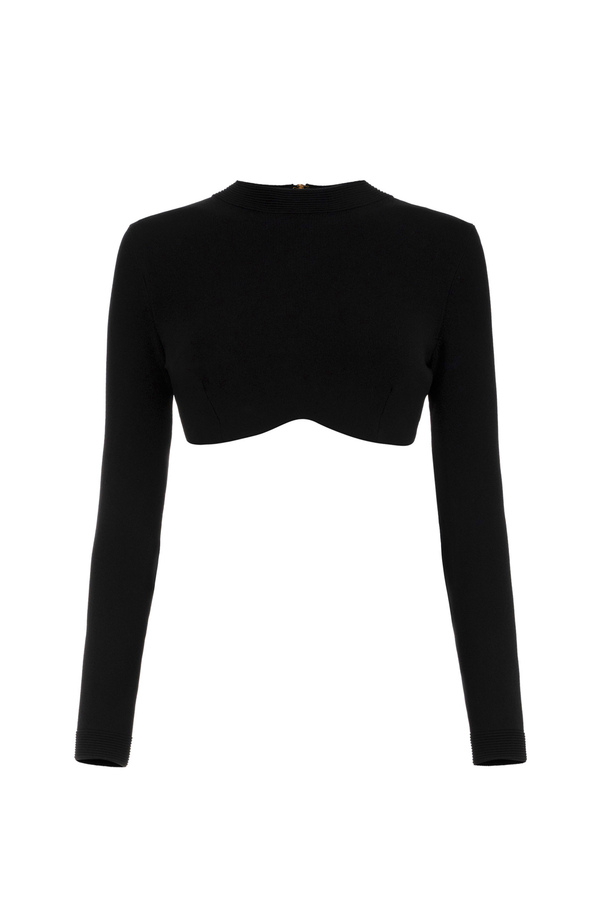 Shiny viscose cropped top - Elisabetta Franchi® Outlet