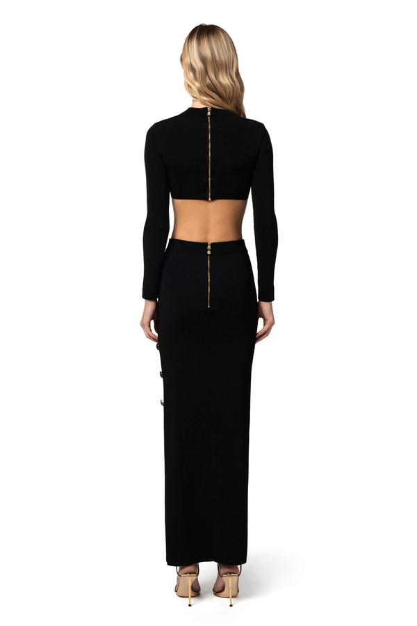 Shiny viscose cropped top - Elisabetta Franchi® Outlet