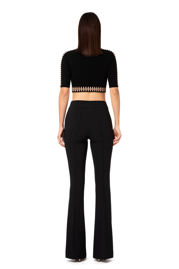 Cropped two-tone top - Elisabetta Franchi® Outlet